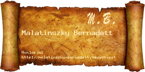 Malatinszky Bernadett névjegykártya